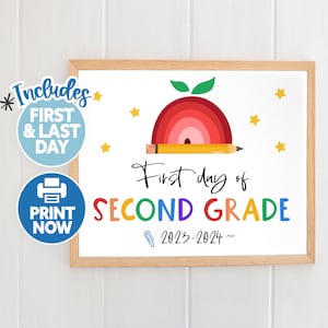First Day of Second Grade Sign - Girls 1st Day of School Sign Printable - Back to School Sign 2nd Grade - 1st Day of 2nd Grade 2022 Poster
