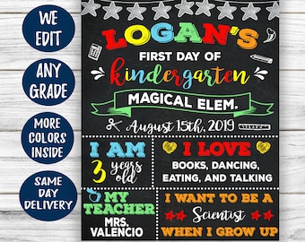 First Day of School Sign, Back to School Sign Chalkboard, 1st Day of School Printable, First Day of Kindergarten Preschool Daycare Prek 2021