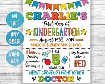 First Day of School Sign, Rainbow Back to School Sign Printable, 1st Day of School Sign White Background, First Day Daycare Preschool Kinder
