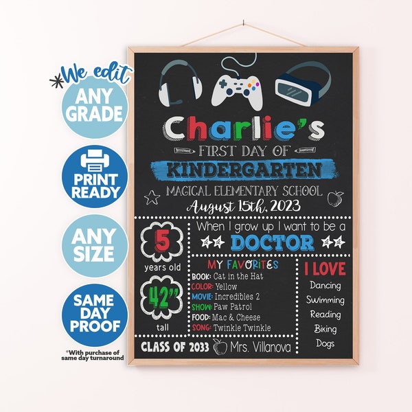 First Day Chalkboard Etsy