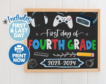Printable First Day of 4th Grade Sign 1st Day of School Sign First Day ...