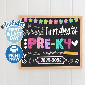 First Day of PreK4 Printable - Back to School Sign Girl- First Day of School Boho - First Day pre k4 - 1st Day of School pre-k4 Girl Sign
