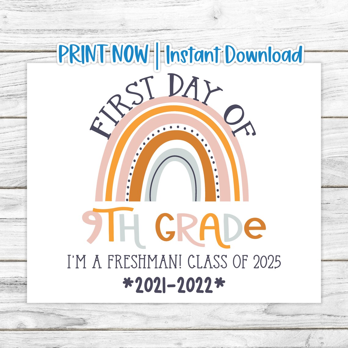 First Day of 9th Grade Printable Back to School Sign First - Etsy