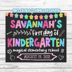 First Day of School Chalkboard Printable - Back to School Sign - First Day of School - Girl First Day Back to School Poster - First Day PreK