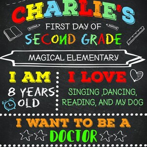 First Day of School Sign, Rainbow Back to School Chalkboard, First Day ...