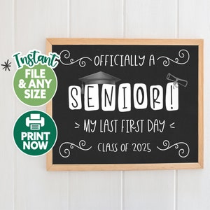 First Day of Senior Year Sign - Back to School Sign Printable - Last First Day - First Day of 12th Grade - Hello Senior Year Class of 2025