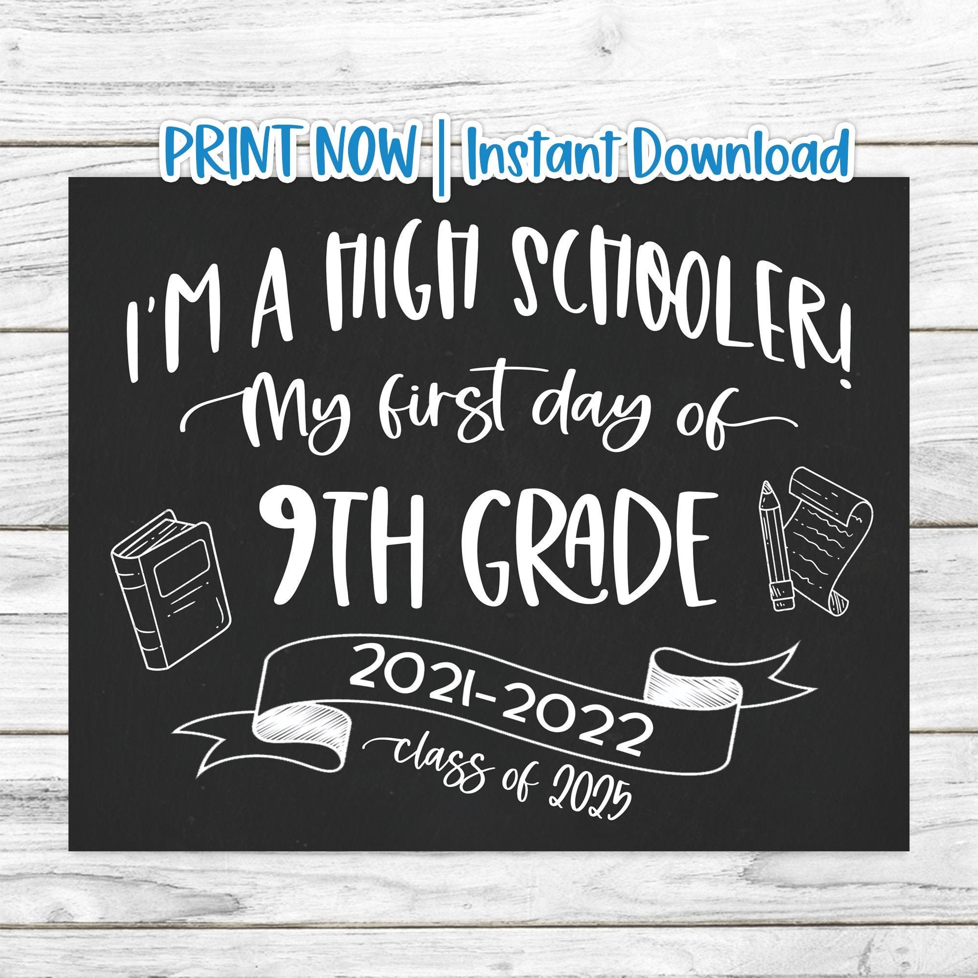 First Day of High School Sign First Day of 9th Grade Etsy