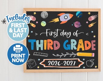 Boy First Day of Third Grade Printable - Science 1st Day of 3rd Grade Sign - First Day of School Sign Printable - Back to School Photo Prop