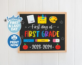 First Day of First Grade Printable - First Day of 1st Grade Sign Chalkboard - Back to School Sign Printable - First Day of School Sign 2021