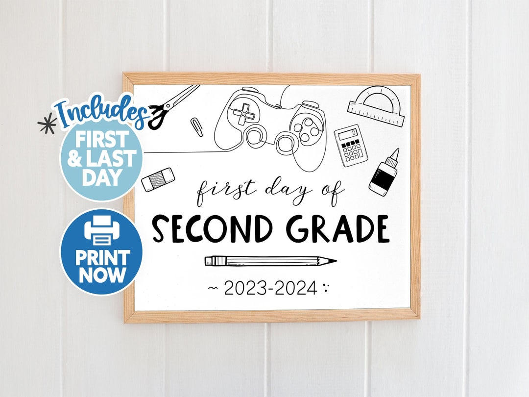 1st Day of Second Grade Printable First Day of School Sign 2nd Grade Boys Video Games 1st Day of School 2nd Grade Printable Sign... 