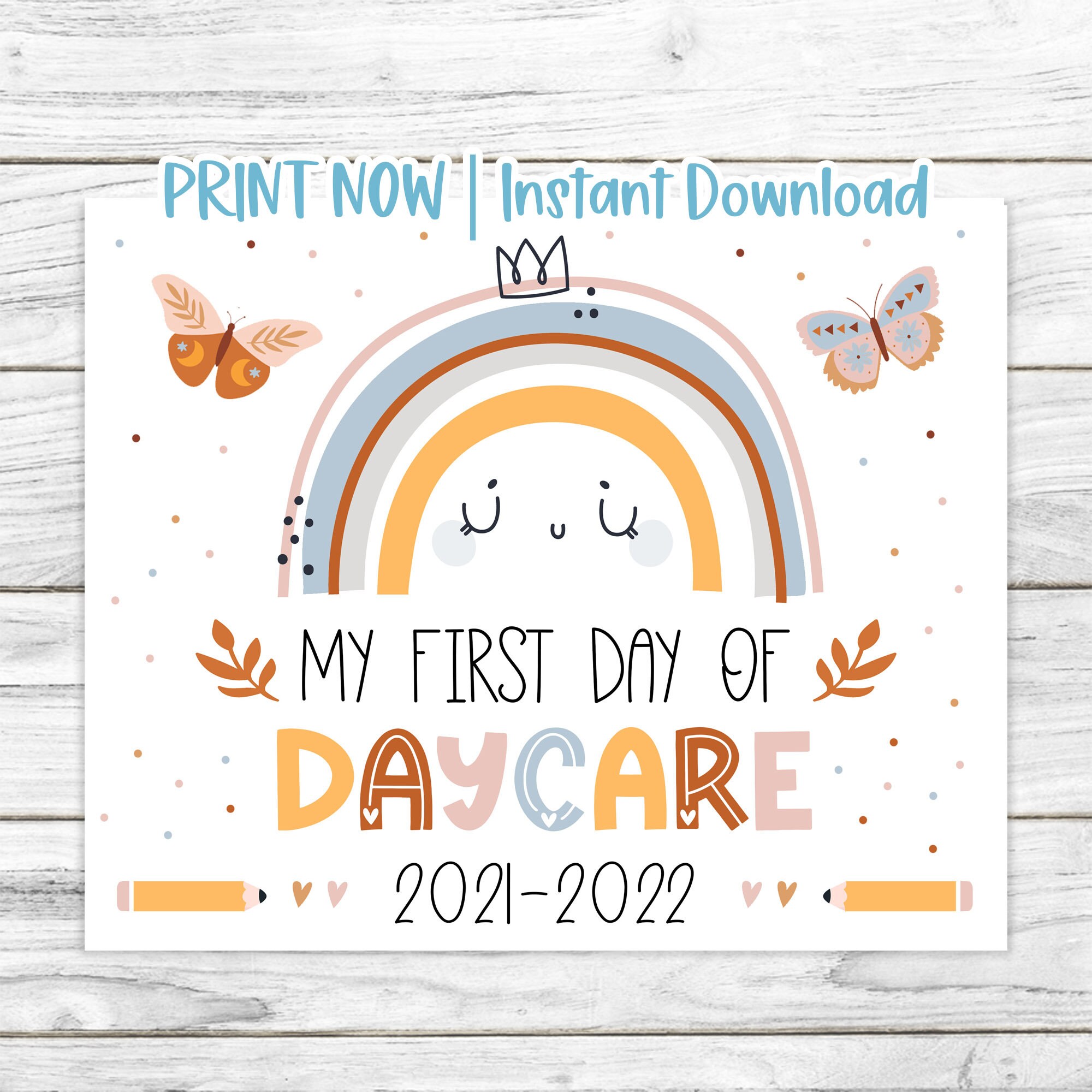Girl First Day Of Daycare Printable Sign 1st Day Of Daycare Etsy