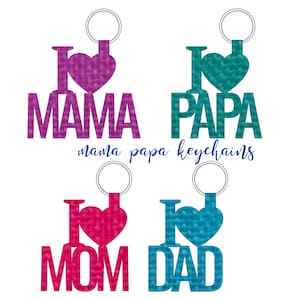 Mom and Dad Key Fob SVG, Mama Keychain Template, Papa Keychain SVG, Faux Leather Keychain,Key Ring Cricut SVG Cut File, Silhouette Cut Files