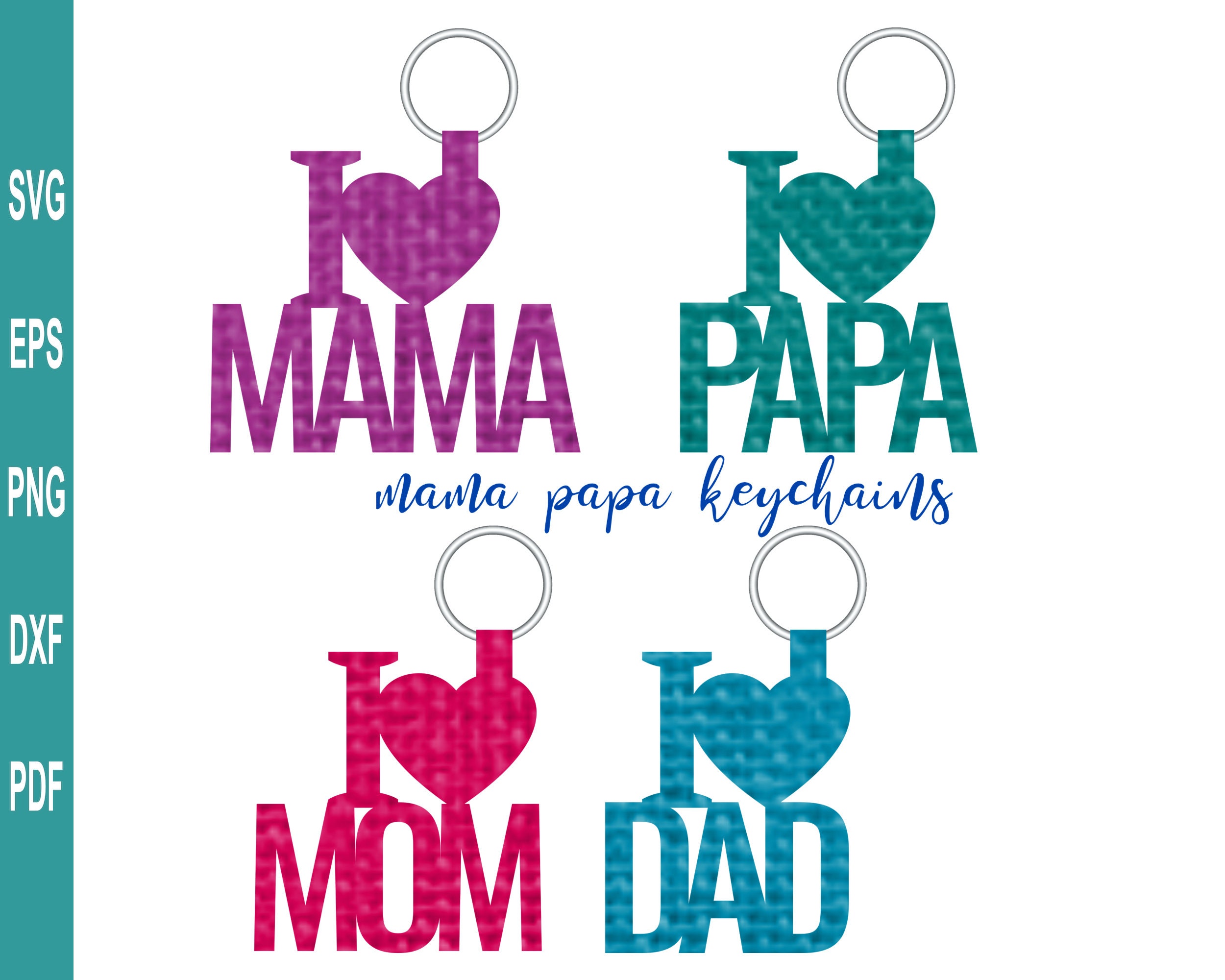 Download Mom and Dad Key Fob SVG Mama Keychain Template Papa ...