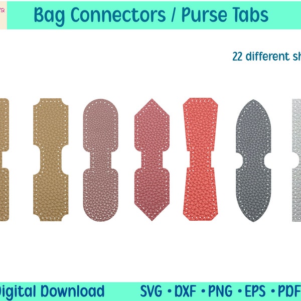 Pestaña Conector de correa, Anclajes de correa de bolso SVG, Conectores de bolsa de correas, Bucles de cinturón de cuero, Cierres de cierre de bolso, Archivos de corte para Glowforge, Cricut