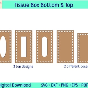Modello di base e parte superiore per scatola di fazzoletti per uncinetto fai da te, materiali artigianali fatti a mano, materiali per tessitura, modelli SVG per artigianato in legno