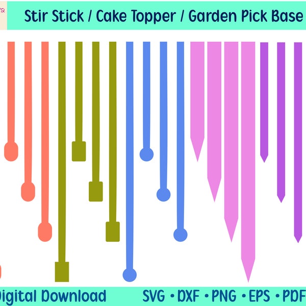 Stir Stick and Cake Topper Base Template File,Swizzle Stick File,Drink Stirrer File,Garden Pick Base, Plant Markers base,Glowforge SVG,Laser