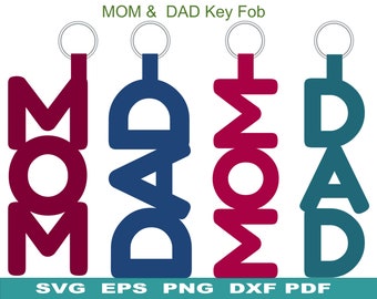 Mom and Dad Key Fob SVG, Mom Keychain Template, Dad Key Chain SVG, Faux Leather Keychain,Key Ring Cricut SVG Cut File, Silhouette Cut Files