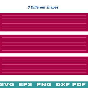 May include: Three different shaped banners with white lines on a burgundy background. The text "3 Different shapes" is at the top of the image.