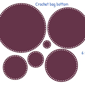 Bases de cestas redondas SVG, bases de fondos circulares, base de estuche de crochet SVG, base de cuero hecha a mano para bolsos tejidos, accesorios de cuero para bolsos