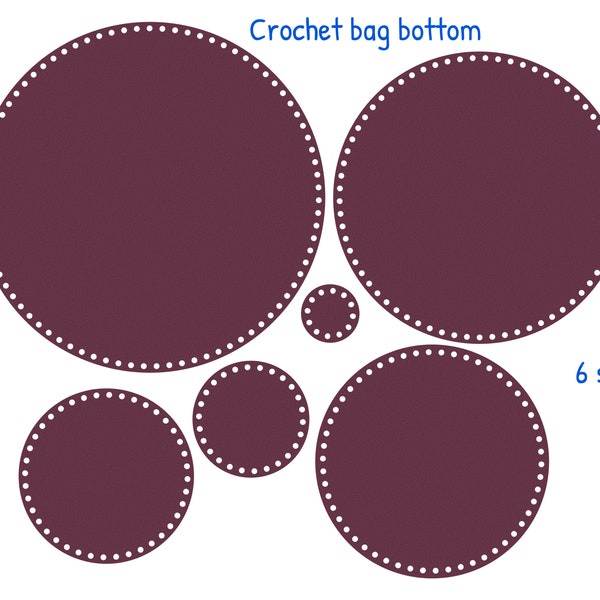 Round Basket Bases SVG,Circle Bottoms Bases,Crochet Case Bottom SVG, Leather Handmade bottom for knitted bags, Leather Bag Accessories