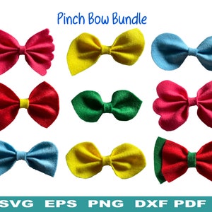 Pinch Bow Bundle, Scalloped Pinch Bow SVG,Felt Pinch Bow Template SVG, Bow Bundle SVG,Hair Bow Template, Cricut Cut Files,Bow Collection svg
