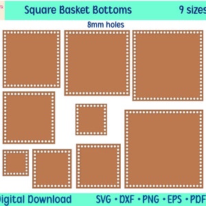 Fondo quadrato per cestino all'uncinetto fai da te, artigianato in legno fatto a mano, forniture per tessitura, accessori per la creazione di borse, piastra inferiore, modelli SVG per lavorare a maglia