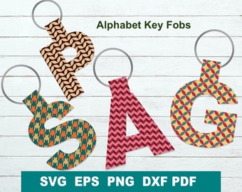 Alphabet Key Fob SVG,Letter Bag Tag Fob Template,Faux Leather Keychain,Key Ring Cricut SVG Cut File,Cricut Keychain Template,Purse Fob