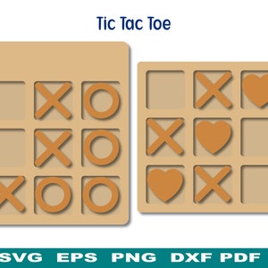 Tic Tac Toe SVG, Valentinstag Geschenk, Nullen, Kreuze, Herzen, Kaffeetisch Spiel, digitaler Download, Silhouette Schnittdatei, DIY Holz Projekt
