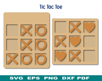 Tic Tac Toe SVG, Valentine's Day Gift, Noughts, Crosses, Hearts, Coffee Table Game, Digital Download, Silhouette Cut Files, DIY Wood project