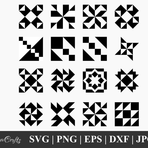 Geometric Patterns |Quilt Blocks | SVG | Cut Files | Printable JPG | PNG | Sewing Design | Digital Download