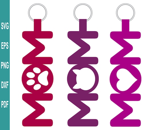 Mom Key Fob SVG, Mom Keychain Template, Mom Key Chain SVG, Faux Leather Keychain,Key Ring Cricut SVG Cut File, Silhouette Cut Files