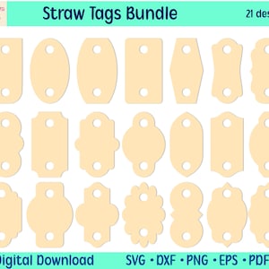Straw Tag SVG,Pencil Tag Blank Template,Straw Tag Template,Party Favor Straw Tag,Straw Label template,Cutting files,Personalised Tumbler Tag