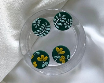 Pendientes de arcilla polimérica Margarita, pendientes de declaración floral