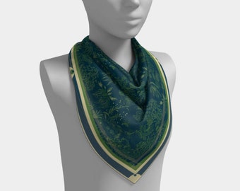 Gasa de seda bufanda verde, cuadrado, 36 x 36, 26x26, 16x16