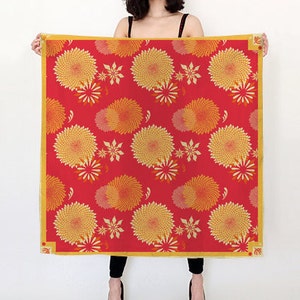 Sunflower Square Silk Chiffon Scarf , 36 x 36 , 26 x 26, 16 x 16