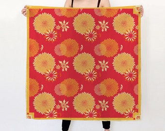 Pañuelo de gasa de seda cuadrado de girasol, 36 x 36, 26 x 26, 16 x 16