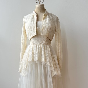 Vintage 1950s Tulle and Lace Wedding Dress with Bolero