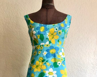 Vintage 1960s Floral Print Beach Dress