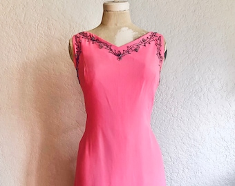 Vintage 1960s Pink Beaded Dress