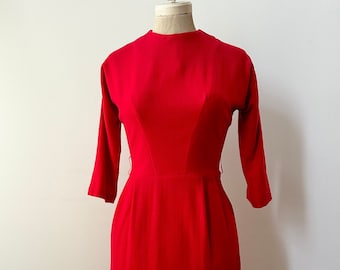 Vintage 1950s | 60s Red Wool Dress