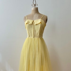 Vintage 1950s Yellow Tulle Party Dress | Prom Dress