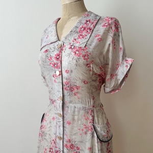 Vintage 1940s Sheer Floral Rayon Dress
