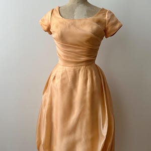 Vintage 1950s Peach Chiffon Formal Dress