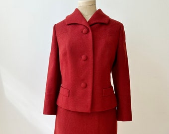 Jahrgang 1950er Jahre | 60er Jahre roter Wollrock Set