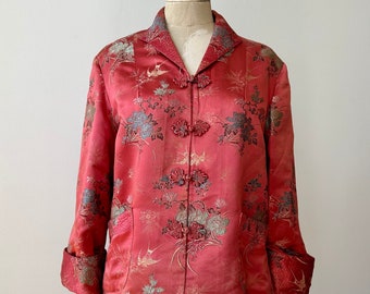 Vintage 1940s Satin Floral Brocade Jacket