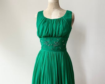 Vintage 1950s Dress Evening 50s Strapless Over the Shoulder Sash ...