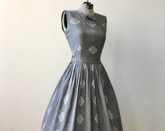 Vintage 1950s Black and white Gingham Dress