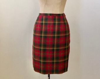 Vintage 1960s Plaid Wool Tartan Skirt