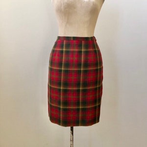 Vintage 1960s Plaid Wool Tartan Skirt