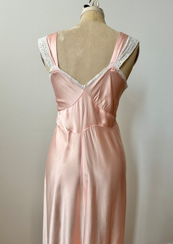 Vintage 1930s Bias Cut Satin Slip Dress | Pink Ra… - image 9